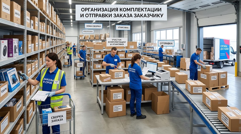 Организация комплектации и отправки заказа заказчику.